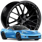 2009-2013 ZR1 Corvette GM Wheel Exchange (Set): Flat Black Powder Coat 19x10/20x12