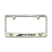 C8 Corvette Z06 Chrome License Plate Frame w/Double Logo