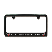 C8 Corvette Black License Plate Frame w/Double Logo