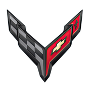 C8 Corvette Crossed Flag Emblem Metal Sign : Black