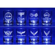 Corvette Glassware Engraved Generations C1-C8 : 13.5 oz. Set of 8
