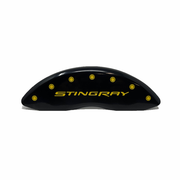 Corvette Brake Caliper Covers - Gloss Black w/Corvette Racing Yellow "STINGRAY" Script : C7 Stingray, Z51