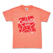 Corvette Girl Starstruck Watercolor Tee - Youth Tee : Coral