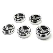 Corvette Cap Cover Set - Chrome/Brushed/Carbon Fiber - Crossed Flags : C7 Grand Sport