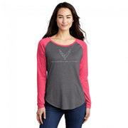 C8 Corvette Raglan Sleeve T-Shirt - Women's : Pink/Grey