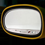 Corvette Sideview Mirror Trim, Pair Stainless Steel Brushed, GM Licensed: 2005-2013 C6 Z06 505HP