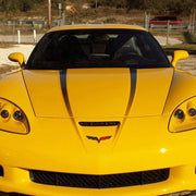 Corvette Hood Graphic Fade Stripe Decal 2Pc - Black : 2005-2013 C6, Z06, Grand Sport