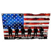 Military Veteran USA Flag Metal Wall Sign : 24" x 15"