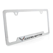 C7 Corvette Stingray Open Corner License Plate Frame - Chrome