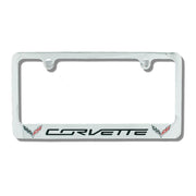 C7 Corvette Stingray Chrome License Plate Frame w/Double Logo