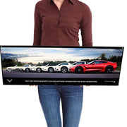 Corvette Generations 14 Gauge Metal Sign - 35" x 12" : C1, C2, C3, C4, C5, C5, C7