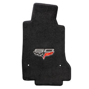 Corvette Floor Mats - 60th Anniversary above Flags : 2007.5-2013 C6, Z06, Grand Sport & ZR1- Ebony - Set of 2