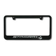 C7 Corvette Stingray Black License Plate Frame w/Stingray Script & Fish Logo