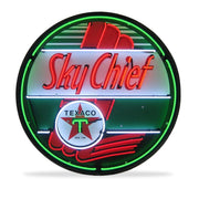 Corvette - Texaco Sky Chief - Neon Sign in a Metal Can : Large 36 Inch Across