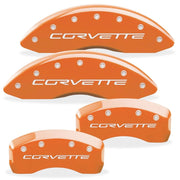 Corvette Brake Caliper Cover Set (4) - Atomic Orange with Silver Bolts and Script : 2005-2013 C6 only