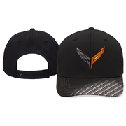 C8 Corvette Adjustable Logo Hat W/ Carbon Fiber Look Bill : Black