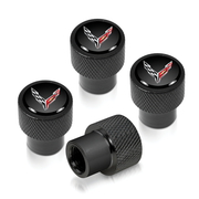 C8 Corvette Logo Raised Valve Stem Caps - Black or Red