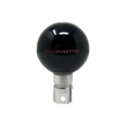 Corvette Script w/ C6 Flags Shift Knob : 2005-2013 C6, Z06, ZR1, Grand Sport (Black/Red