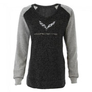 C7 Corvette Ladies Bling V-Neck Pullover : Heather Black/Gray