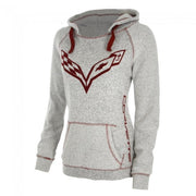 C7 Corvette Ladies Horizon Hooded Pullover : Pepper/Ruby