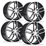 C7 Corvette Z51 Style Reproduction Wheels (Set) : Black w/Machined Face