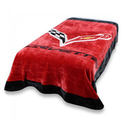 Corvette Crossed Flags Raschel Knit Throw Blanket/Bedspread : C7