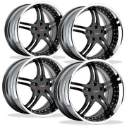 Corvette Custom Wheels WCC 946 EXT Forged Series (Set) : Black Face with Chrome Lip