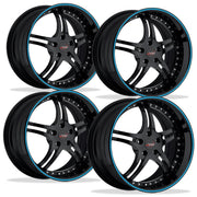 Corvette Custom Wheels - WCC 946 EXT Forged Series (Set) : Gloss Black with Blue Stripe