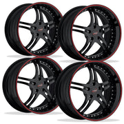 Corvette Custom Wheels - WCC 946 EXT Forged Series (Set) : Gloss Black with Red Stripe