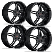 Corvette Custom Wheels - WCC 946 EXT Forged Series (Set) : Gloss Black with Silver Stripe