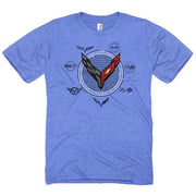 Corvette Next Generation C1-C8 Generation T-shirt : Heather Blue