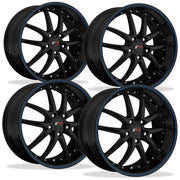 Corvette SR1 Performance Wheels - APEX Series (Set) : Gloss Black w/Blue Stripe