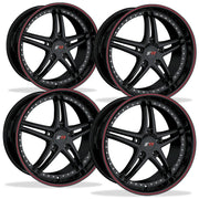 Corvette SR1 Performance Wheels - BULLET Series (Set) : Gloss Black w/Red Stripe