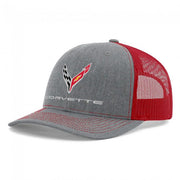 C8 Corvette Mesh-Back Cap : Gray / Red