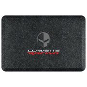 Corvette Premium Garage Floor Mat with Corvette Racing Jake Skull Logo - 32"x 20" - Mosaic Onyx : C7 Stingray, Z51, Z06, Grand Sport, ZR1