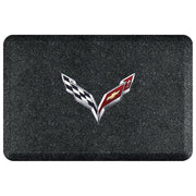 Corvette Premium Garage Floor Mat with Crossed Flags Logo - 32"x 20" - Mosaic Onyx : C7 Stingray