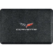 Corvette Premium Garage Floor Mat with Crossed Flags Logo & Corvette Script - 32" x 20" - Mosaic Onyx : C6 2005 -2013