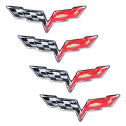 C6 Corvette Domed Crossed Flag Decal Set 2-3/8" : 2005-2013 C6