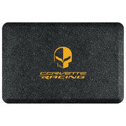 Corvette Premium Garage Floor Mat with Corvette Racing Jake Skull Logo - Yellow - 32"x 20" - Mosaic Onyx : C7 Stingray, Z51, Z06, Grand Sport, ZR1