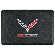 Corvette Premium Garage Floor Mat with Crossed Flags Logo - 32"x 20" - Mosaic Onyx : C7 Z06