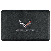 Corvette Premium Garage Floor Mat with Crossed Flags Logo & Corvette Script - 32"x 20" - Mosaic Onyx : C7 Stingray