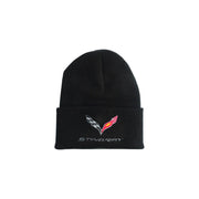 C7 Corvette Stingray Knit Pullover Beanie with Cuff : Black