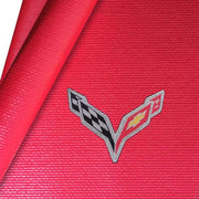 Corvette Fender Mat with C7 Crossed Flags Logo - 36" X 24" : Red