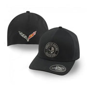 C7 Corvette Racing Jake Skull Trackside - Flexfit Delta Hat/Cap : Black