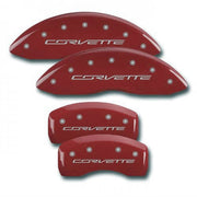 Corvette Brake Caliper Covers - Long Beach Red w/Silver "CORVETTE" Script : C7 Stingray, Z51