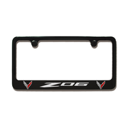 C8 Corvette Z06 Black License Plate Frame w/Double Logo