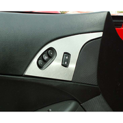 Corvette Door Lock Trim Plate Covers with Option Button - Brushed Stainless Steel : 2005-2013 C6