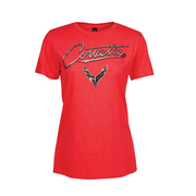 C8 Corvette Foil Ladies T-shirt : Red