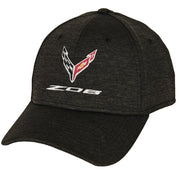 C8 Corvette Z06 Embroidered Heathered Cap With Flags : Dark Grey