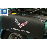 Corvette Original Fender Gripper Mat with C7 Crossed Flags Logo - 34" X 22" : Black